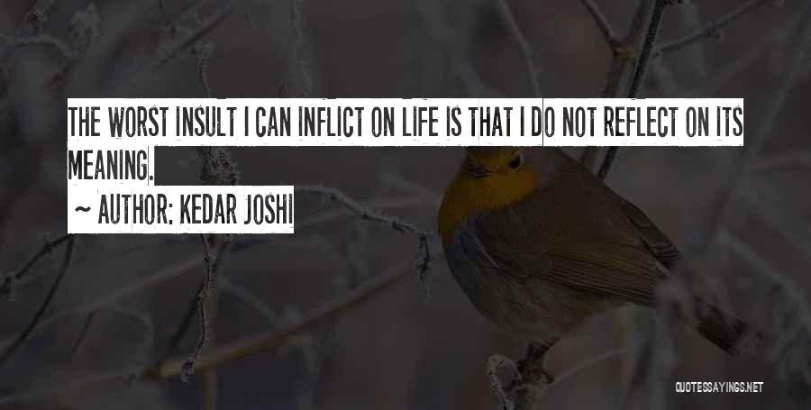 Kedar Joshi Quotes: The Worst Insult I Can Inflict On Life Is That I Do Not Reflect On Its Meaning.