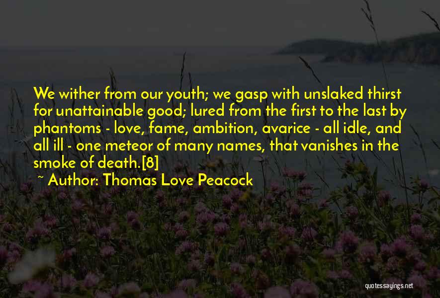 Thomas Love Peacock Quotes: We Wither From Our Youth; We Gasp With Unslaked Thirst For Unattainable Good; Lured From The First To The Last