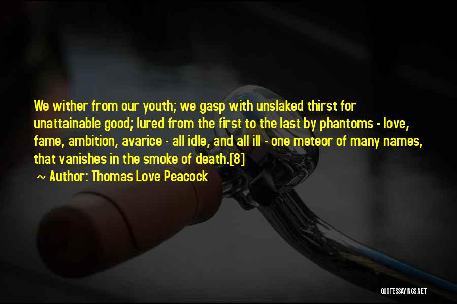 Thomas Love Peacock Quotes: We Wither From Our Youth; We Gasp With Unslaked Thirst For Unattainable Good; Lured From The First To The Last