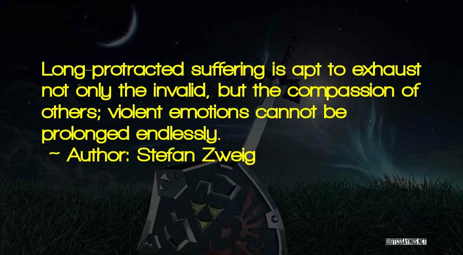 Stefan Zweig Quotes: Long-protracted Suffering Is Apt To Exhaust Not Only The Invalid, But The Compassion Of Others; Violent Emotions Cannot Be Prolonged