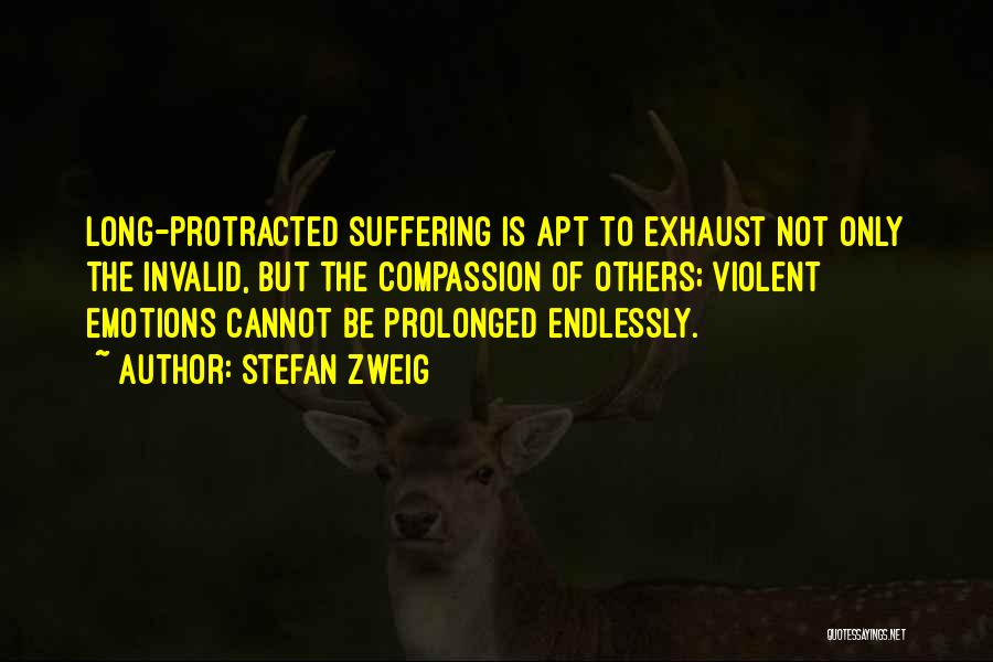 Stefan Zweig Quotes: Long-protracted Suffering Is Apt To Exhaust Not Only The Invalid, But The Compassion Of Others; Violent Emotions Cannot Be Prolonged