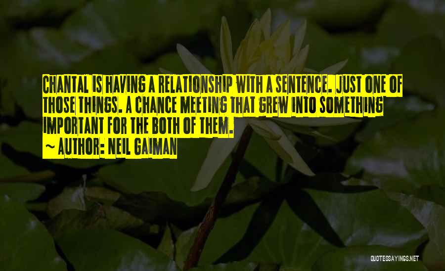 Neil Gaiman Quotes: Chantal Is Having A Relationship With A Sentence. Just One Of Those Things. A Chance Meeting That Grew Into Something