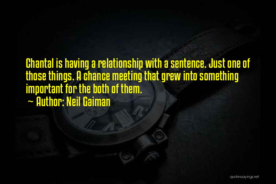 Neil Gaiman Quotes: Chantal Is Having A Relationship With A Sentence. Just One Of Those Things. A Chance Meeting That Grew Into Something