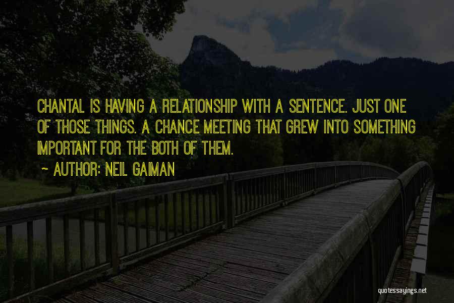 Neil Gaiman Quotes: Chantal Is Having A Relationship With A Sentence. Just One Of Those Things. A Chance Meeting That Grew Into Something