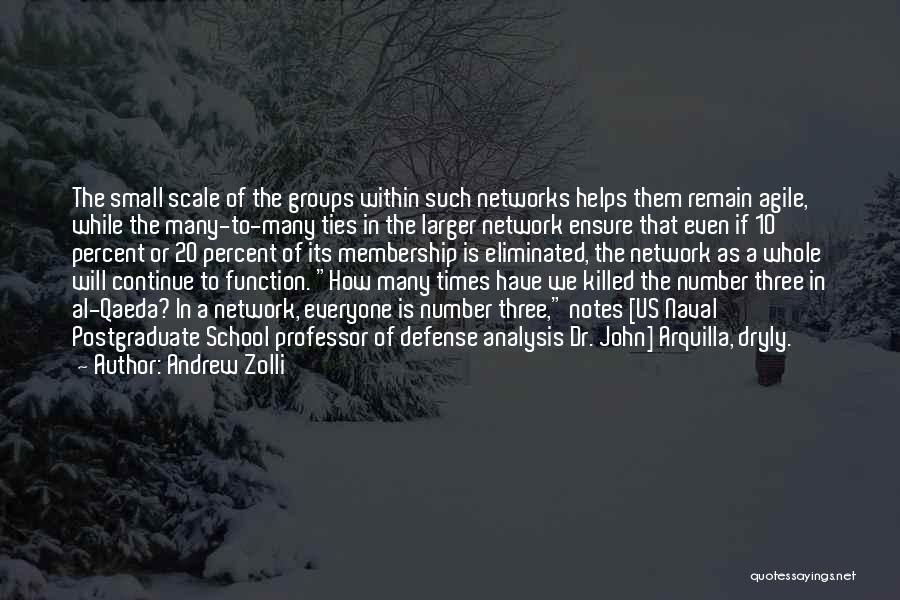 Andrew Zolli Quotes: The Small Scale Of The Groups Within Such Networks Helps Them Remain Agile, While The Many-to-many Ties In The Larger