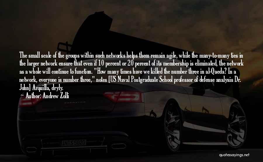 Andrew Zolli Quotes: The Small Scale Of The Groups Within Such Networks Helps Them Remain Agile, While The Many-to-many Ties In The Larger