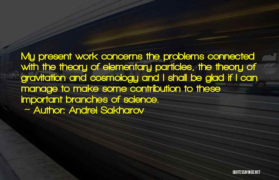 Andrei Sakharov Quotes: My Present Work Concerns The Problems Connected With The Theory Of Elementary Particles, The Theory Of Gravitation And Cosmology And