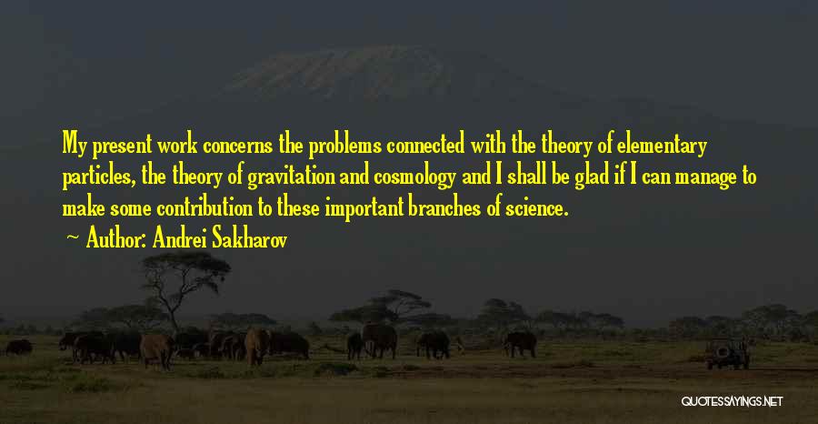 Andrei Sakharov Quotes: My Present Work Concerns The Problems Connected With The Theory Of Elementary Particles, The Theory Of Gravitation And Cosmology And