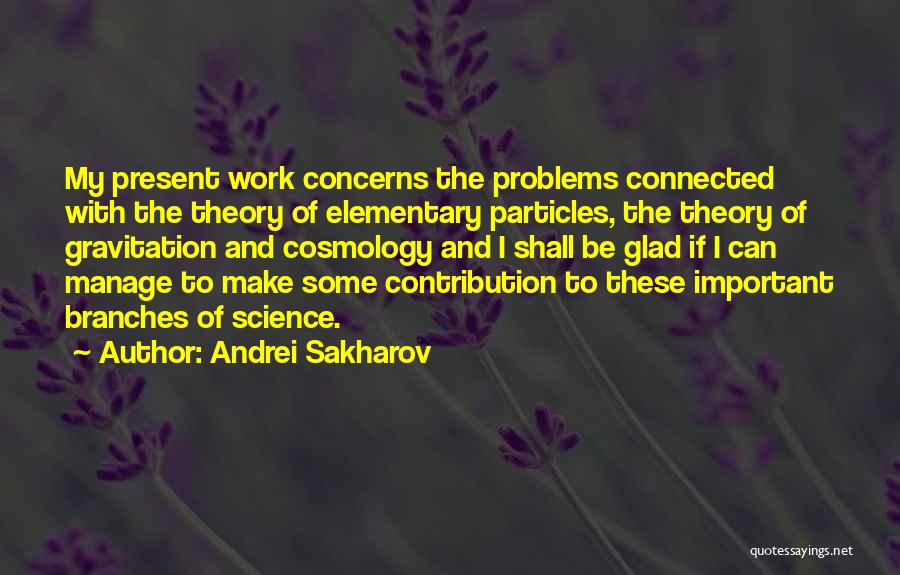 Andrei Sakharov Quotes: My Present Work Concerns The Problems Connected With The Theory Of Elementary Particles, The Theory Of Gravitation And Cosmology And