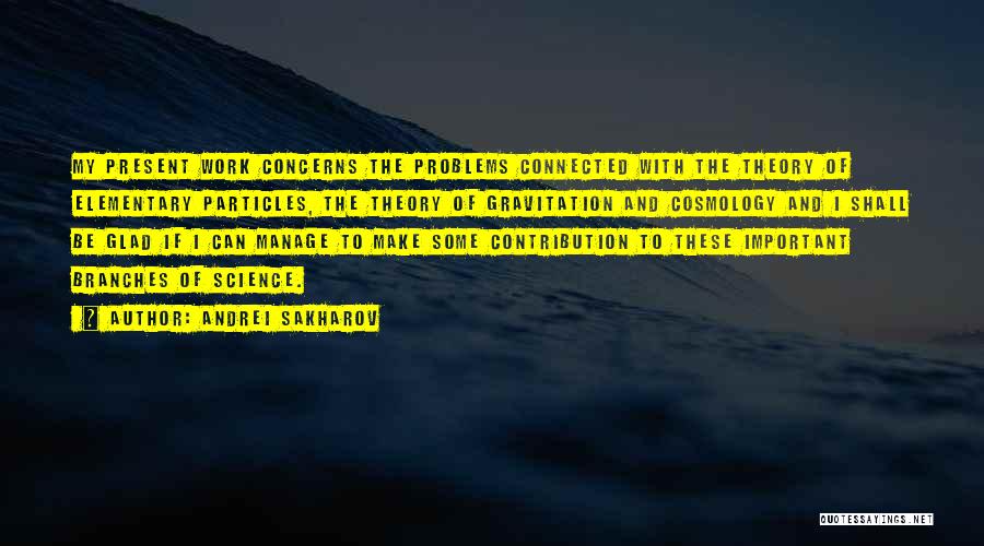 Andrei Sakharov Quotes: My Present Work Concerns The Problems Connected With The Theory Of Elementary Particles, The Theory Of Gravitation And Cosmology And