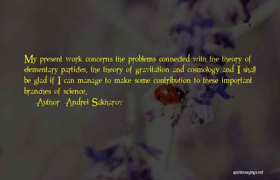 Andrei Sakharov Quotes: My Present Work Concerns The Problems Connected With The Theory Of Elementary Particles, The Theory Of Gravitation And Cosmology And