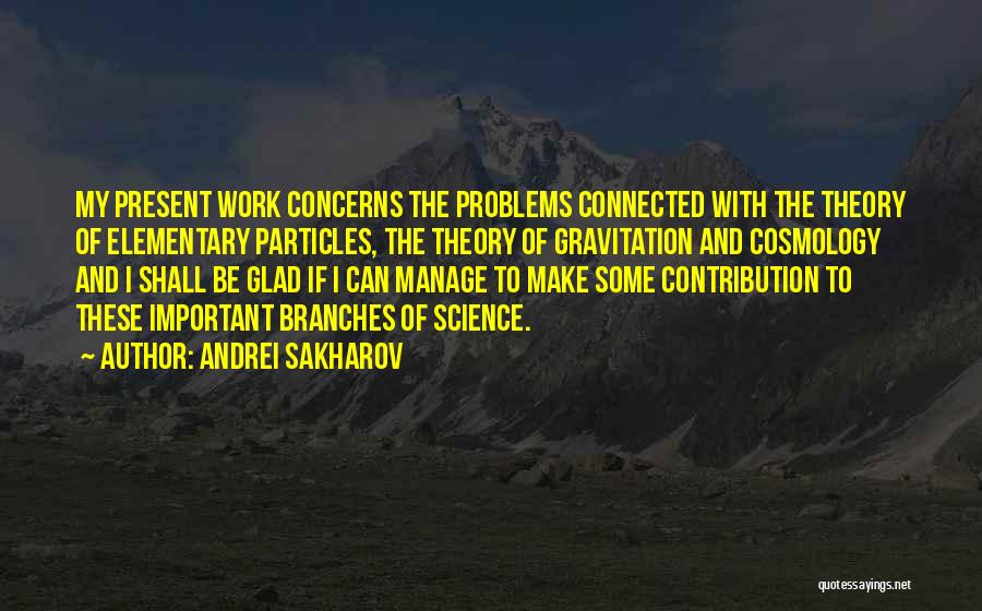 Andrei Sakharov Quotes: My Present Work Concerns The Problems Connected With The Theory Of Elementary Particles, The Theory Of Gravitation And Cosmology And