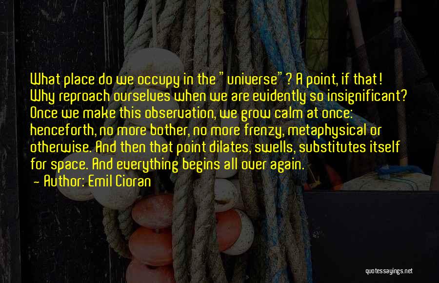 Emil Cioran Quotes: What Place Do We Occupy In The Universe? A Point, If That! Why Reproach Ourselves When We Are Evidently So