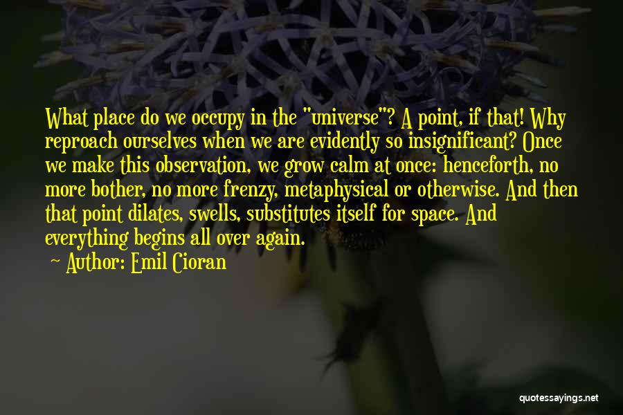 Emil Cioran Quotes: What Place Do We Occupy In The Universe? A Point, If That! Why Reproach Ourselves When We Are Evidently So