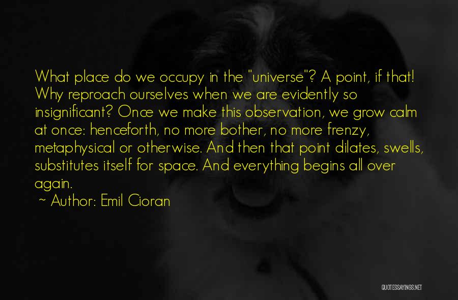 Emil Cioran Quotes: What Place Do We Occupy In The Universe? A Point, If That! Why Reproach Ourselves When We Are Evidently So