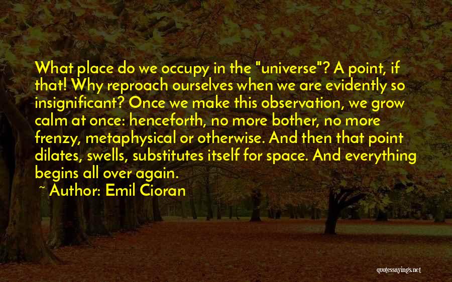 Emil Cioran Quotes: What Place Do We Occupy In The Universe? A Point, If That! Why Reproach Ourselves When We Are Evidently So