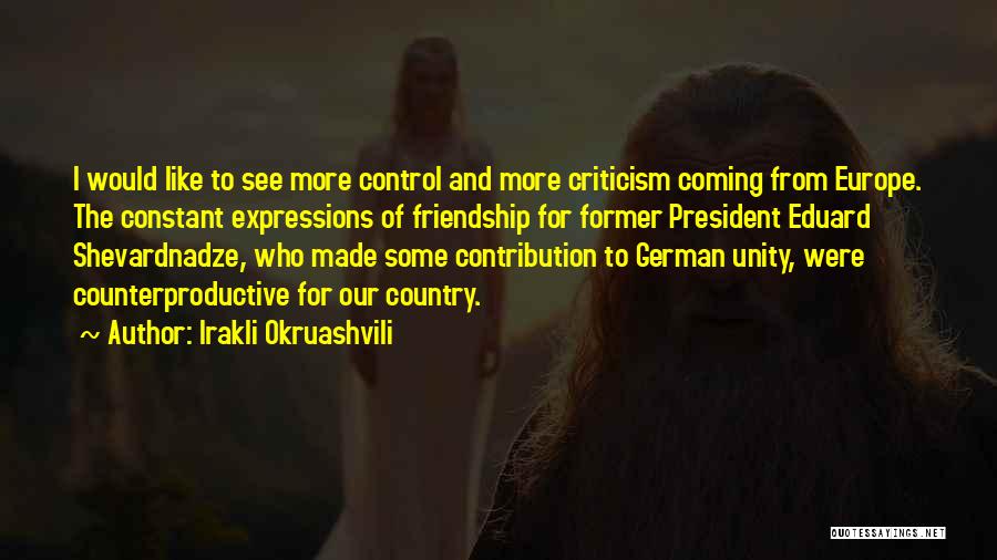 Irakli Okruashvili Quotes: I Would Like To See More Control And More Criticism Coming From Europe. The Constant Expressions Of Friendship For Former