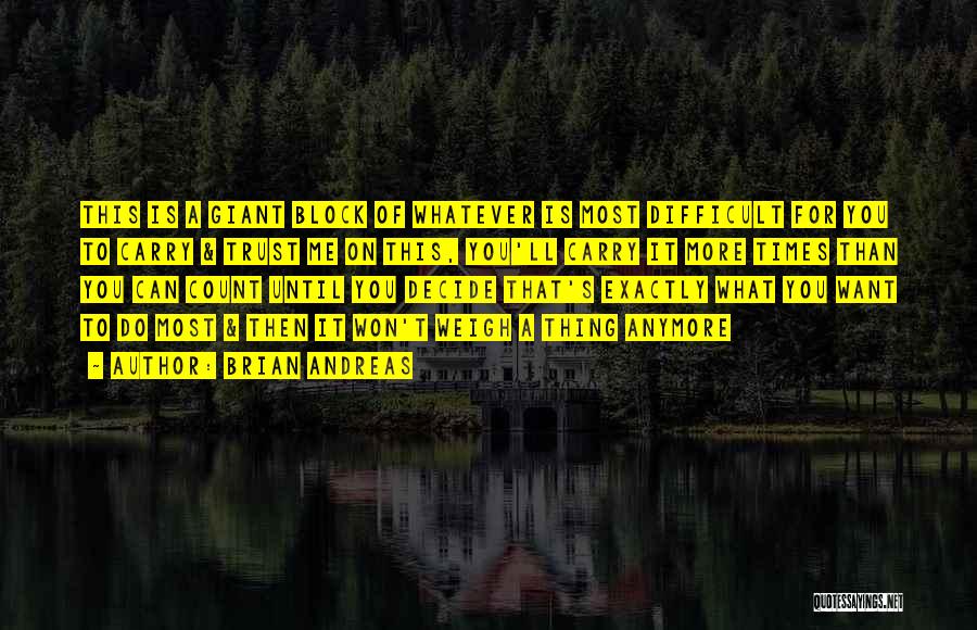 Brian Andreas Quotes: This Is A Giant Block Of Whatever Is Most Difficult For You To Carry & Trust Me On This, You'll