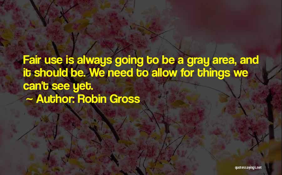 Robin Gross Quotes: Fair Use Is Always Going To Be A Gray Area, And It Should Be. We Need To Allow For Things