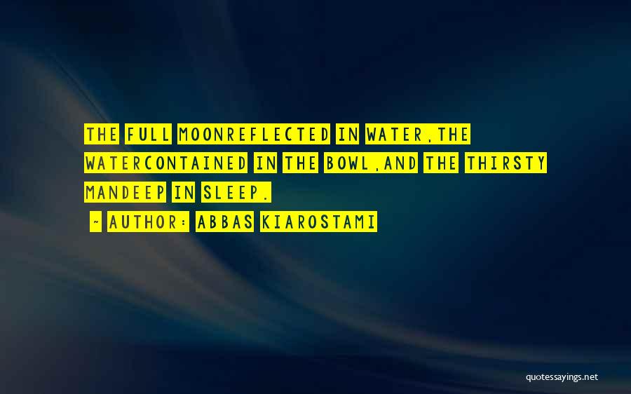 Abbas Kiarostami Quotes: The Full Moonreflected In Water,the Watercontained In The Bowl,and The Thirsty Mandeep In Sleep.