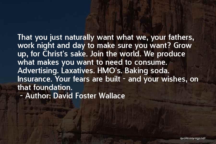 David Foster Wallace Quotes: That You Just Naturally Want What We, Your Fathers, Work Night And Day To Make Sure You Want? Grow Up,