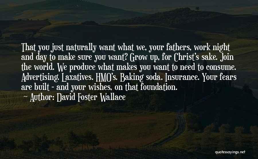 David Foster Wallace Quotes: That You Just Naturally Want What We, Your Fathers, Work Night And Day To Make Sure You Want? Grow Up,