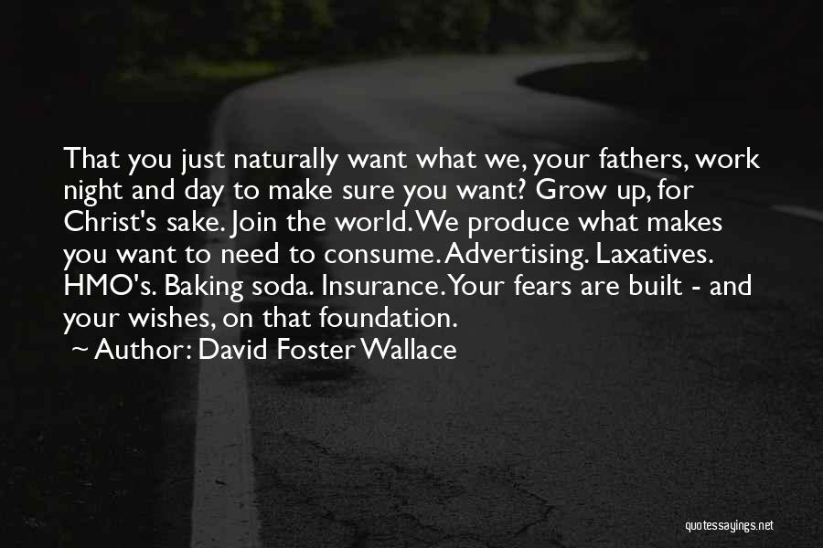 David Foster Wallace Quotes: That You Just Naturally Want What We, Your Fathers, Work Night And Day To Make Sure You Want? Grow Up,