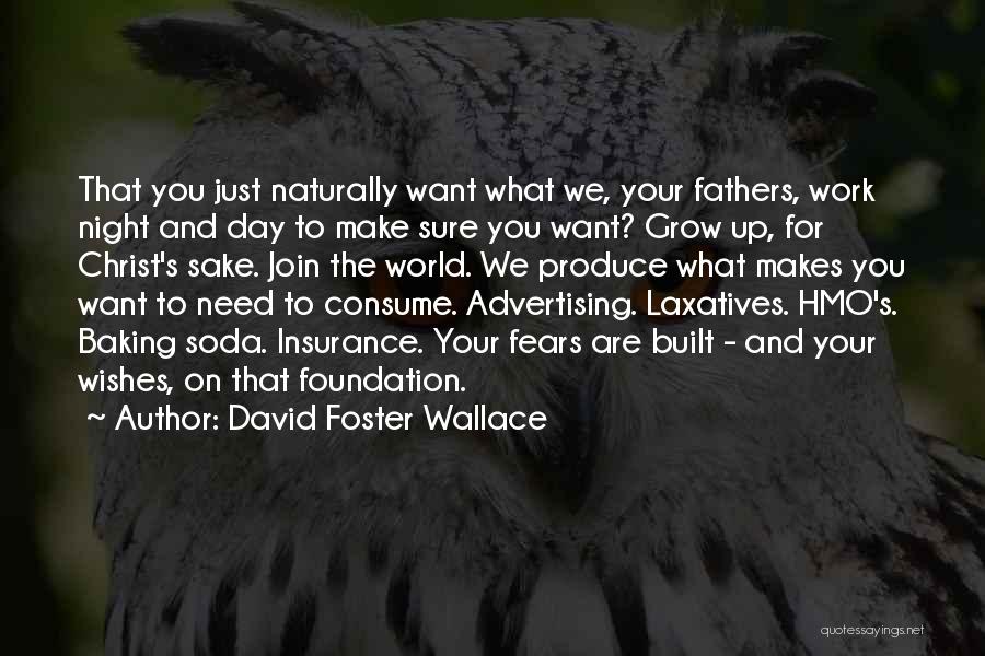 David Foster Wallace Quotes: That You Just Naturally Want What We, Your Fathers, Work Night And Day To Make Sure You Want? Grow Up,