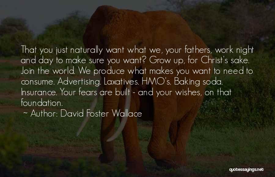 David Foster Wallace Quotes: That You Just Naturally Want What We, Your Fathers, Work Night And Day To Make Sure You Want? Grow Up,