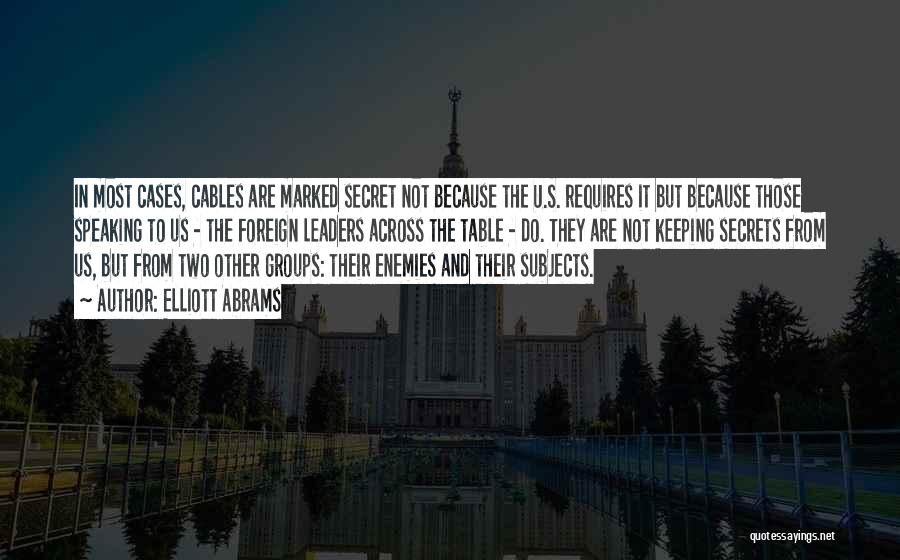 Elliott Abrams Quotes: In Most Cases, Cables Are Marked Secret Not Because The U.s. Requires It But Because Those Speaking To Us -