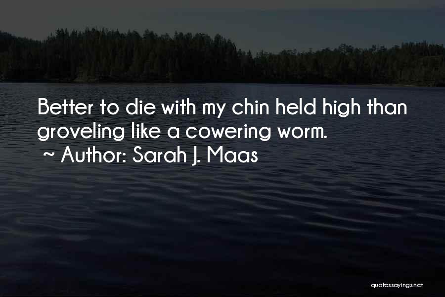 Sarah J. Maas Quotes: Better To Die With My Chin Held High Than Groveling Like A Cowering Worm.