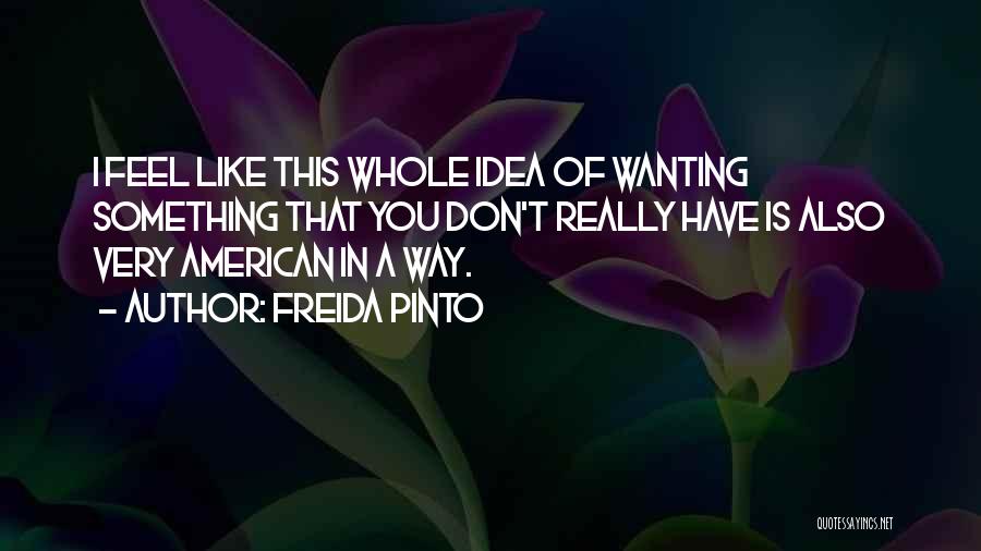 Freida Pinto Quotes: I Feel Like This Whole Idea Of Wanting Something That You Don't Really Have Is Also Very American In A