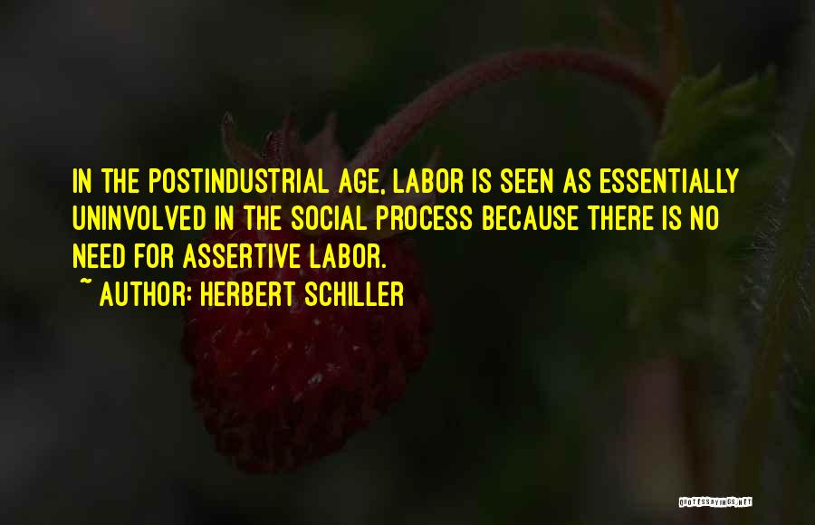 Herbert Schiller Quotes: In The Postindustrial Age, Labor Is Seen As Essentially Uninvolved In The Social Process Because There Is No Need For