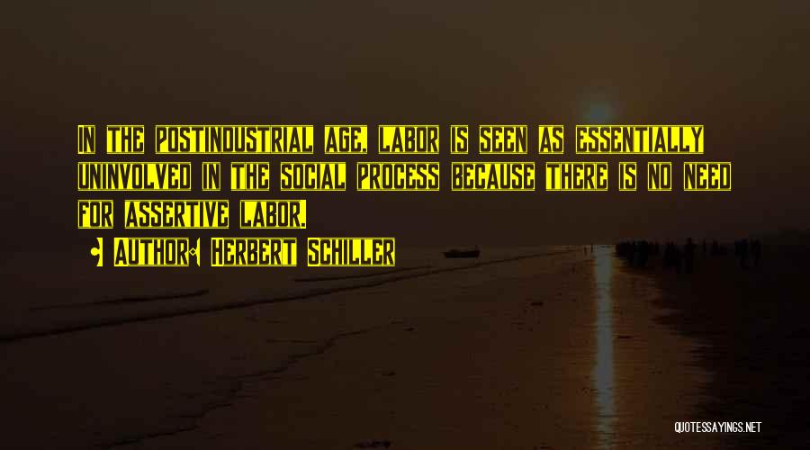 Herbert Schiller Quotes: In The Postindustrial Age, Labor Is Seen As Essentially Uninvolved In The Social Process Because There Is No Need For
