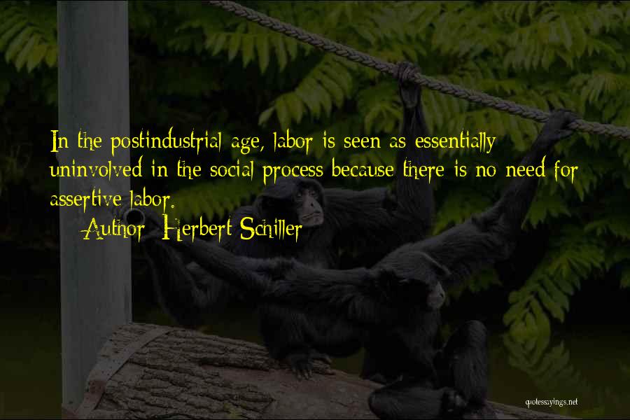 Herbert Schiller Quotes: In The Postindustrial Age, Labor Is Seen As Essentially Uninvolved In The Social Process Because There Is No Need For