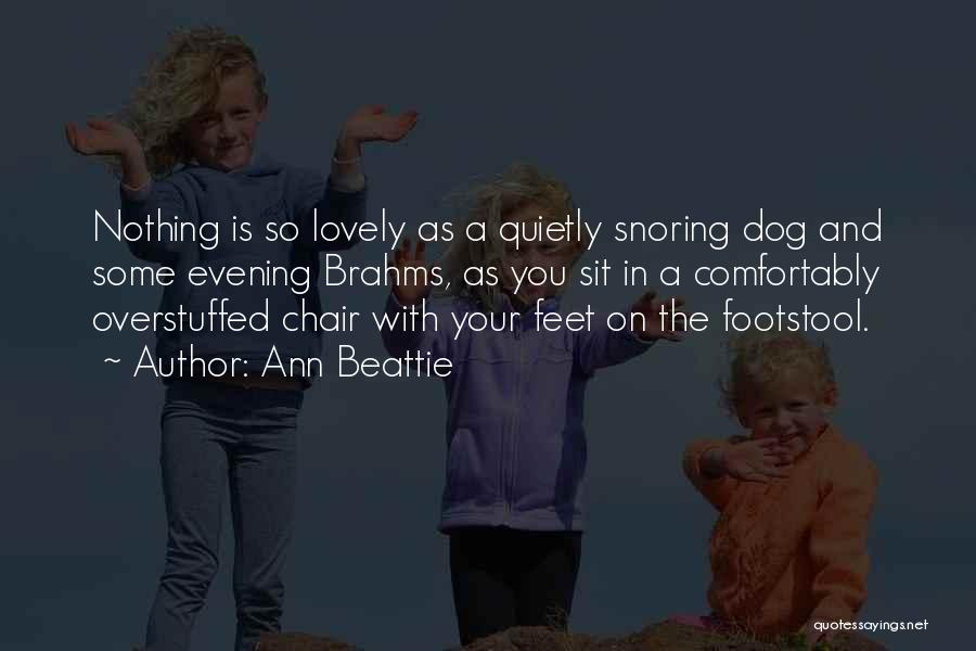 Ann Beattie Quotes: Nothing Is So Lovely As A Quietly Snoring Dog And Some Evening Brahms, As You Sit In A Comfortably Overstuffed
