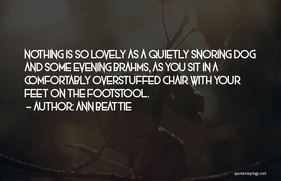 Ann Beattie Quotes: Nothing Is So Lovely As A Quietly Snoring Dog And Some Evening Brahms, As You Sit In A Comfortably Overstuffed