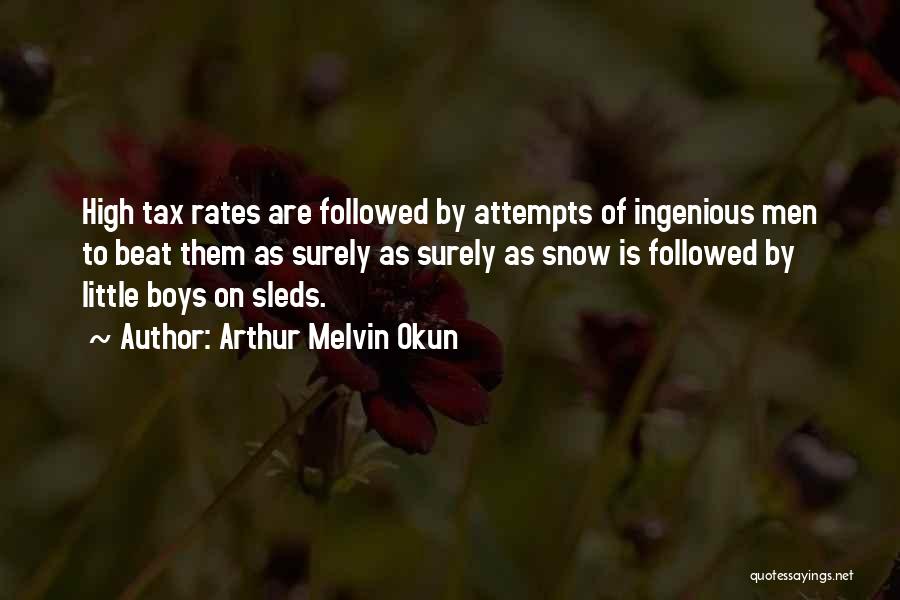 Arthur Melvin Okun Quotes: High Tax Rates Are Followed By Attempts Of Ingenious Men To Beat Them As Surely As Surely As Snow Is
