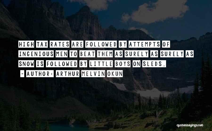 Arthur Melvin Okun Quotes: High Tax Rates Are Followed By Attempts Of Ingenious Men To Beat Them As Surely As Surely As Snow Is