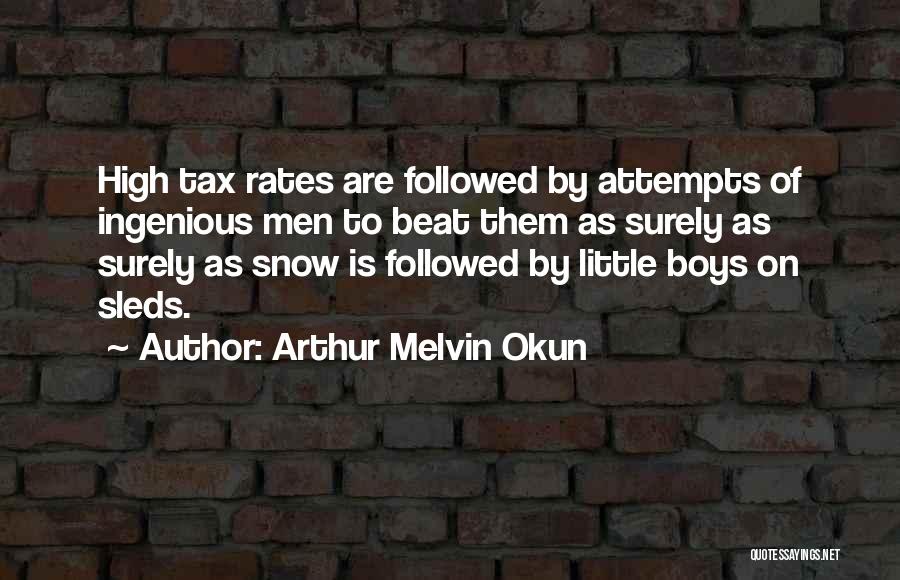 Arthur Melvin Okun Quotes: High Tax Rates Are Followed By Attempts Of Ingenious Men To Beat Them As Surely As Surely As Snow Is