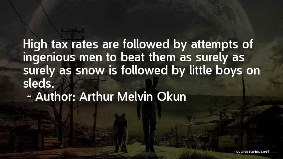 Arthur Melvin Okun Quotes: High Tax Rates Are Followed By Attempts Of Ingenious Men To Beat Them As Surely As Surely As Snow Is