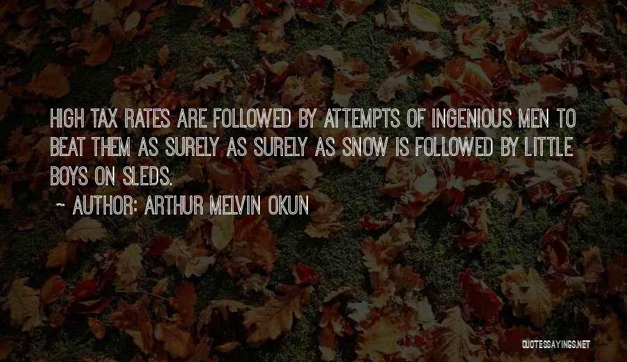 Arthur Melvin Okun Quotes: High Tax Rates Are Followed By Attempts Of Ingenious Men To Beat Them As Surely As Surely As Snow Is
