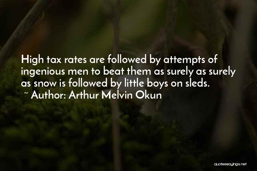 Arthur Melvin Okun Quotes: High Tax Rates Are Followed By Attempts Of Ingenious Men To Beat Them As Surely As Surely As Snow Is