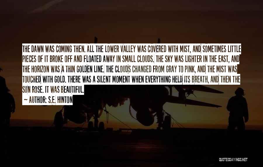 S.E. Hinton Quotes: The Dawn Was Coming Then. All The Lower Valley Was Covered With Mist, And Sometimes Little Pieces Of It Broke