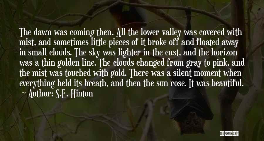 S.E. Hinton Quotes: The Dawn Was Coming Then. All The Lower Valley Was Covered With Mist, And Sometimes Little Pieces Of It Broke