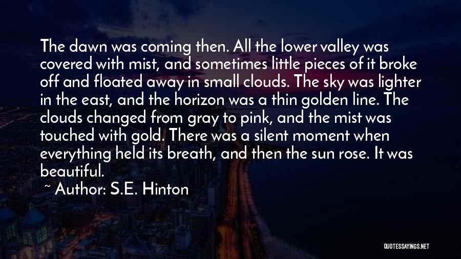 S.E. Hinton Quotes: The Dawn Was Coming Then. All The Lower Valley Was Covered With Mist, And Sometimes Little Pieces Of It Broke