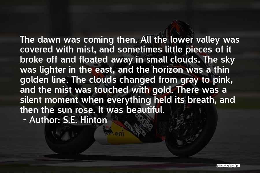 S.E. Hinton Quotes: The Dawn Was Coming Then. All The Lower Valley Was Covered With Mist, And Sometimes Little Pieces Of It Broke