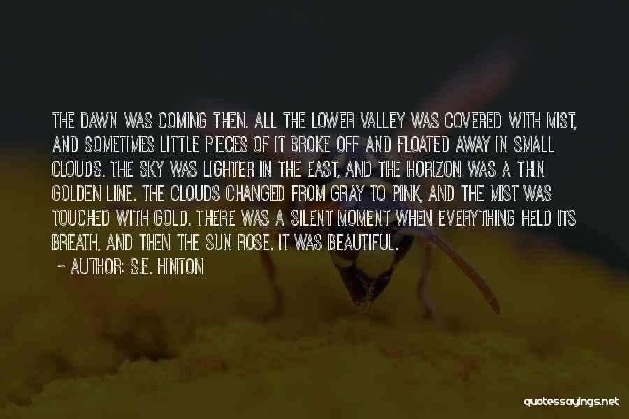 S.E. Hinton Quotes: The Dawn Was Coming Then. All The Lower Valley Was Covered With Mist, And Sometimes Little Pieces Of It Broke