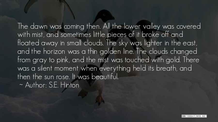 S.E. Hinton Quotes: The Dawn Was Coming Then. All The Lower Valley Was Covered With Mist, And Sometimes Little Pieces Of It Broke