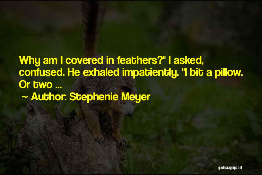 Stephenie Meyer Quotes: Why Am I Covered In Feathers? I Asked, Confused. He Exhaled Impatiently. I Bit A Pillow. Or Two ...